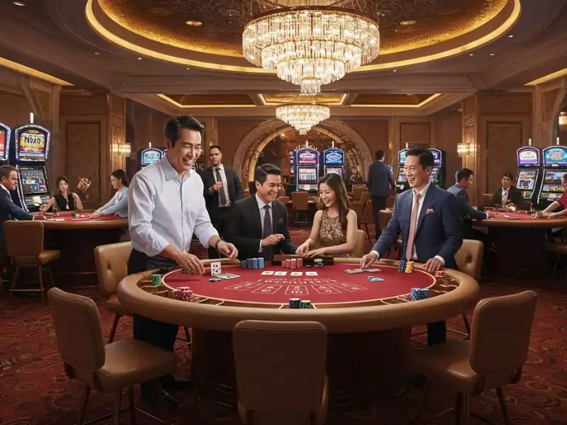 Sabong Live: Happy man focused while playing online poker