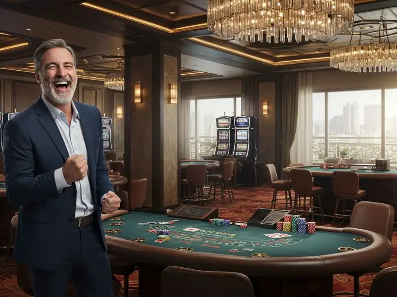 VIP PH Club: Happy man celebrating after winning an online poker game