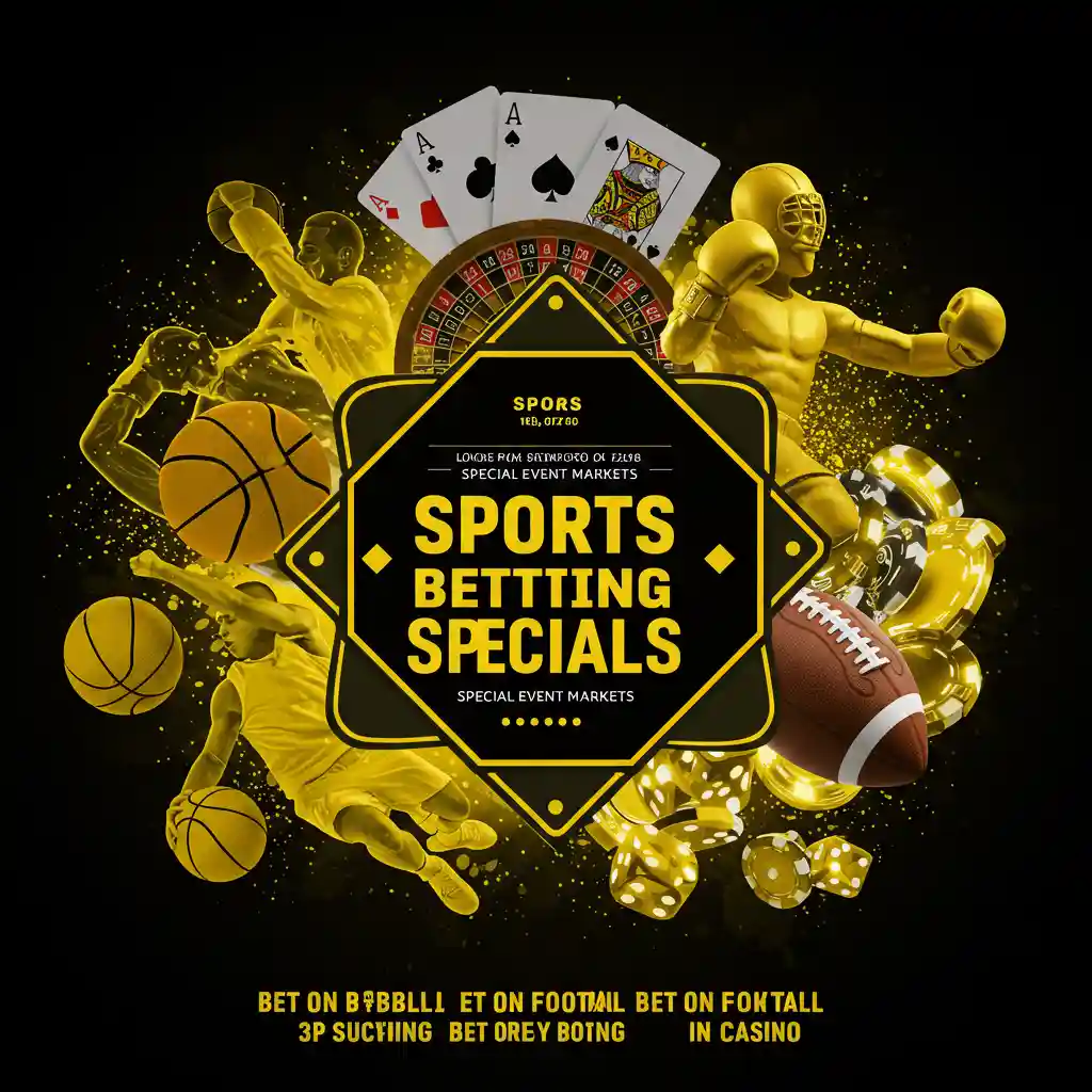 yellow and black, Sports Betting Specials, special event markets. Bet on basketball, football, boxing