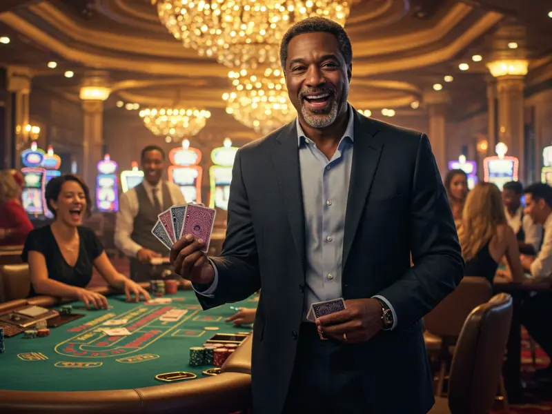 Happy man playing poker online at TMTcash Casino