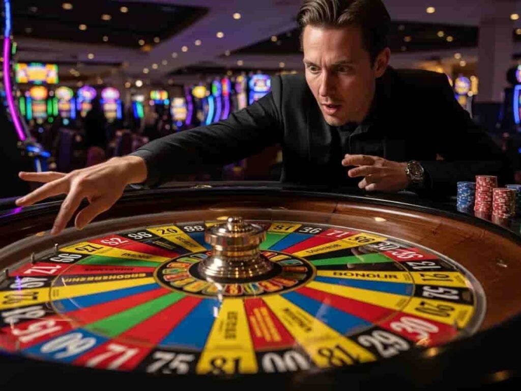 Focused player watching the Wheel of Fortune at phjoy casino